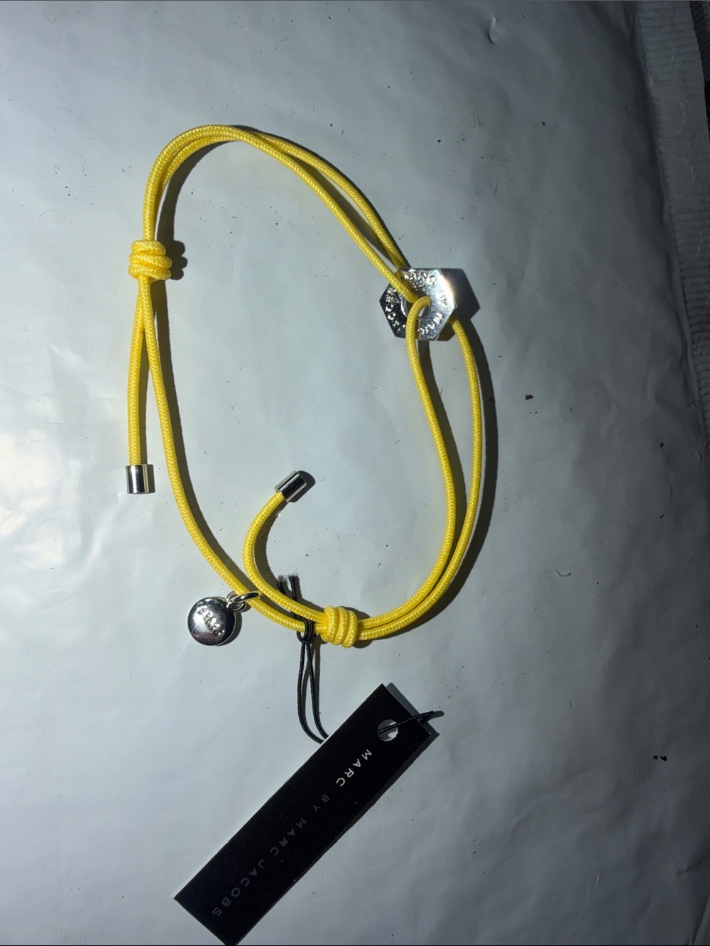 Marc by Marc Jacobs Yellow Cord Adjustable Bracelet with Silver Accents